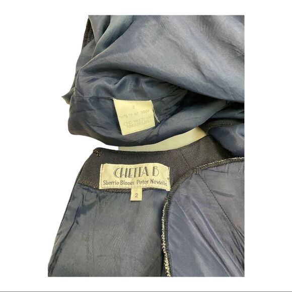 CHETTA B Women’s Sherrie Bloom Peter Noviello Blue embroidery knee Dress Size 2. - Picture 15 of 16